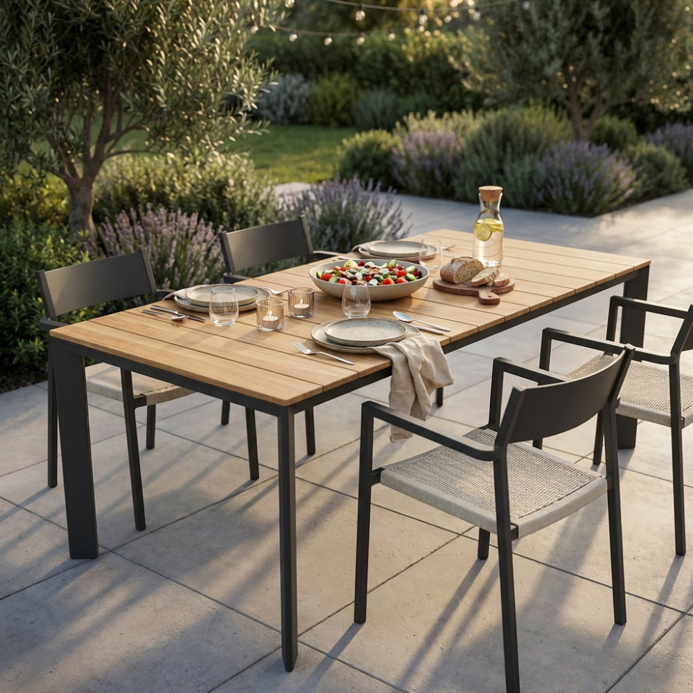Tavolo Tulcan in teak e alluminio - immagine 7